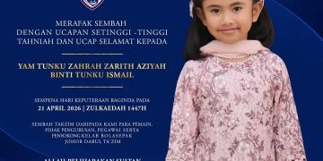 JDT Ucap Tahniah Hari Keputeraan Tunku Zahrah Zarith Aziyah