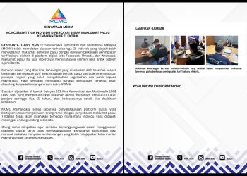 MCMC Siasat Tiga Individu Dipercayai Sebar Maklumat Palsu Kenaikan Tarif Elektrik