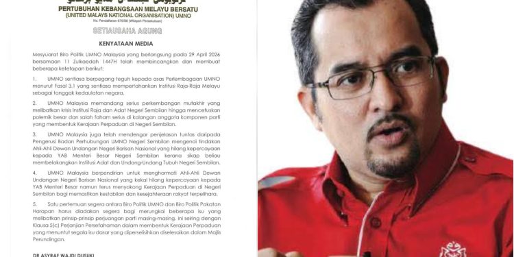 UMNO Terus Sokong Kerajaan Perpaduan Negeri Sembilan