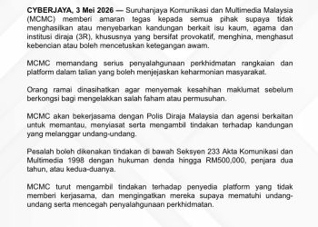 MCMC Beri Amaran Jangan Hasil Dan Sebar Kandungan 3R