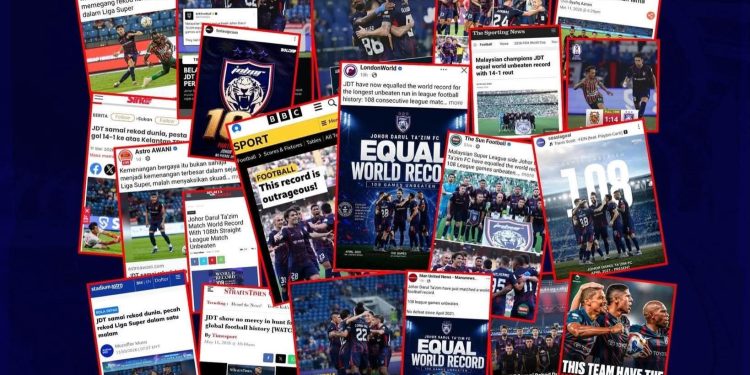 JDT Cipta Rekod 108 Perlawanan Liga Tanpa Kalah Raih Perhatian Media Antarabangsa
