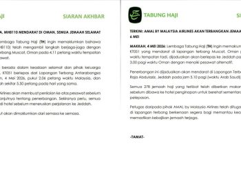 Penerbangan Bawa 278 Jemaah Haji Malaysia Mendarat Di Oman Ekoran Isu Teknikal