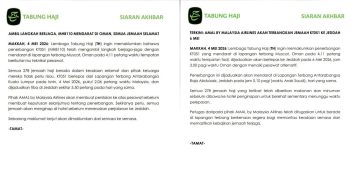 Penerbangan Bawa 278 Jemaah Haji Malaysia Mendarat Di Oman Ekoran Isu Teknikal