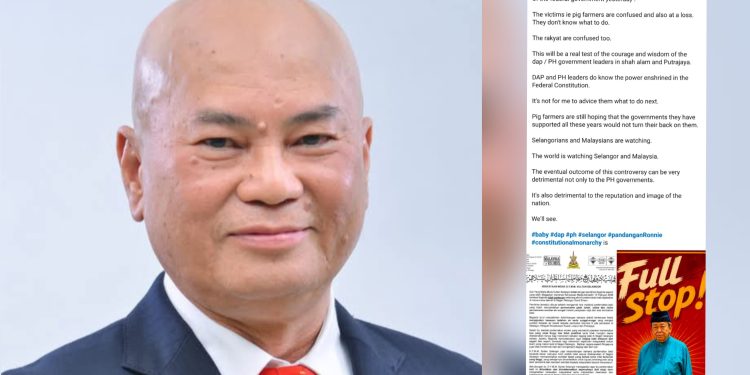 Bekas Pemimpin DAP Ronnie Liu Dakwa Penternak Babi Keliru, Buntu