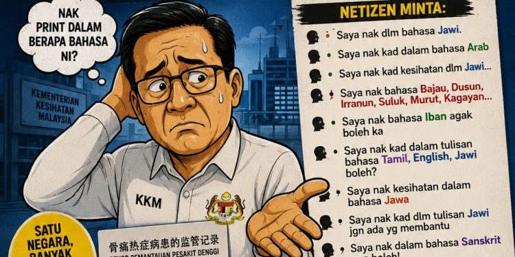 “Lepas Bahasa Cina, Netizen Pula Minta Kad Kesihatan Versi Jawi, Bajau, Dusun, Suluk Sampai Sanskrit”