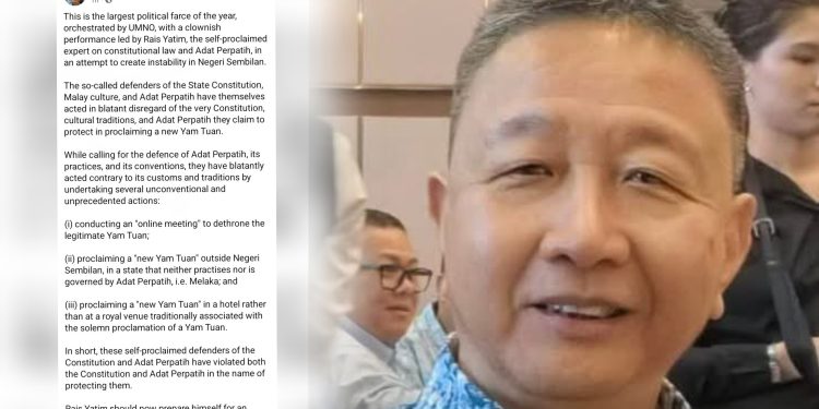 Veteran DAP Anggap Pengisytiharan Hari Ini Bertentangan Adat Perpatih