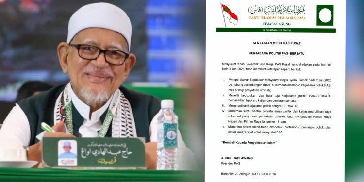 PAS Umum Hentikan Kerjasama Politik Dengan Bersatu