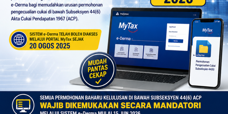 Permohonan Pengecualian Cukai Kini Wajib Melalui e-Derma Mulai 15 Jun