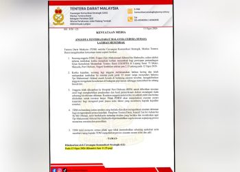 Anggota Tentera Darat Cedera Terkena Tembakan Ketika Latihan