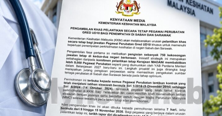 KKM Buka 750 Jawatan Tetap Pegawai Perubatan Di Sabah, Sarawak